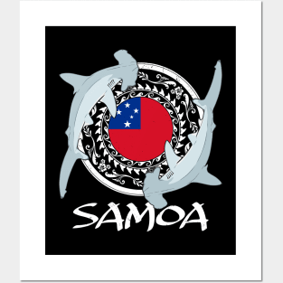 Hammerhead sharks on Samoan flag Posters and Art